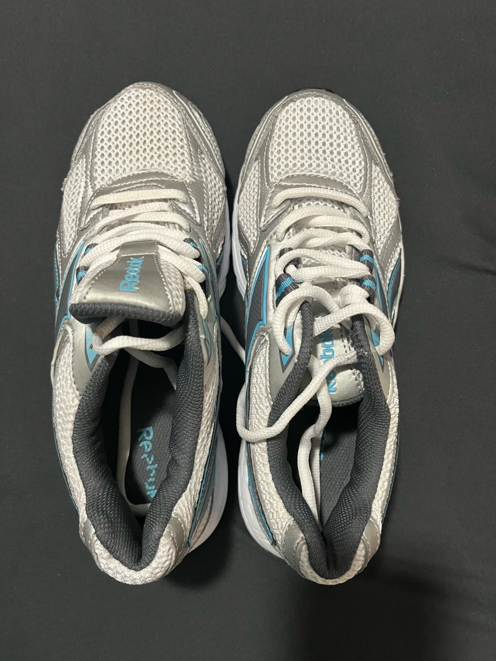 Reebok Gray & Silver Running Sneakers with Light Blue Accents